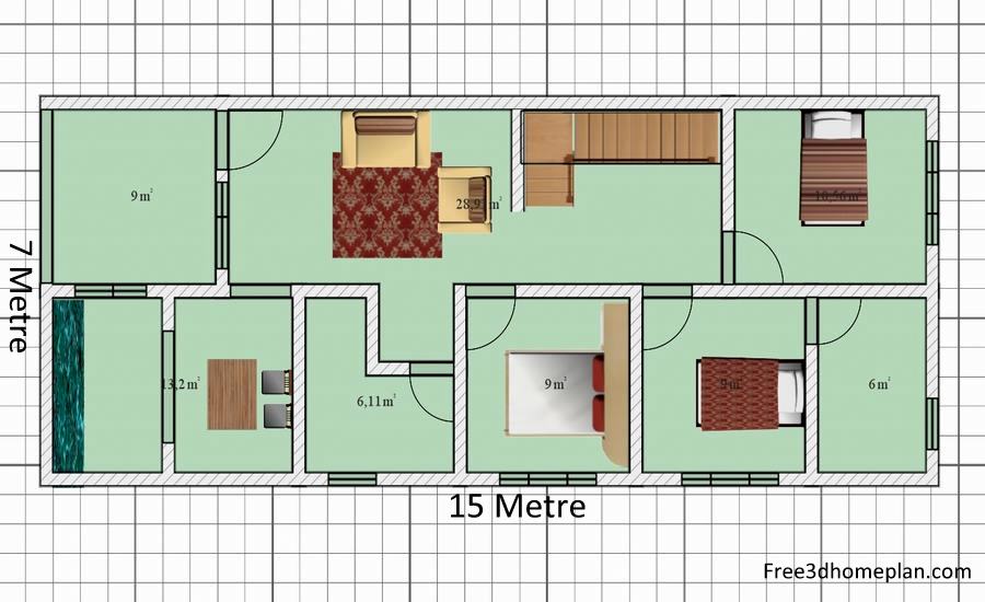 7x15 metre Plans Free Download Small Home Design